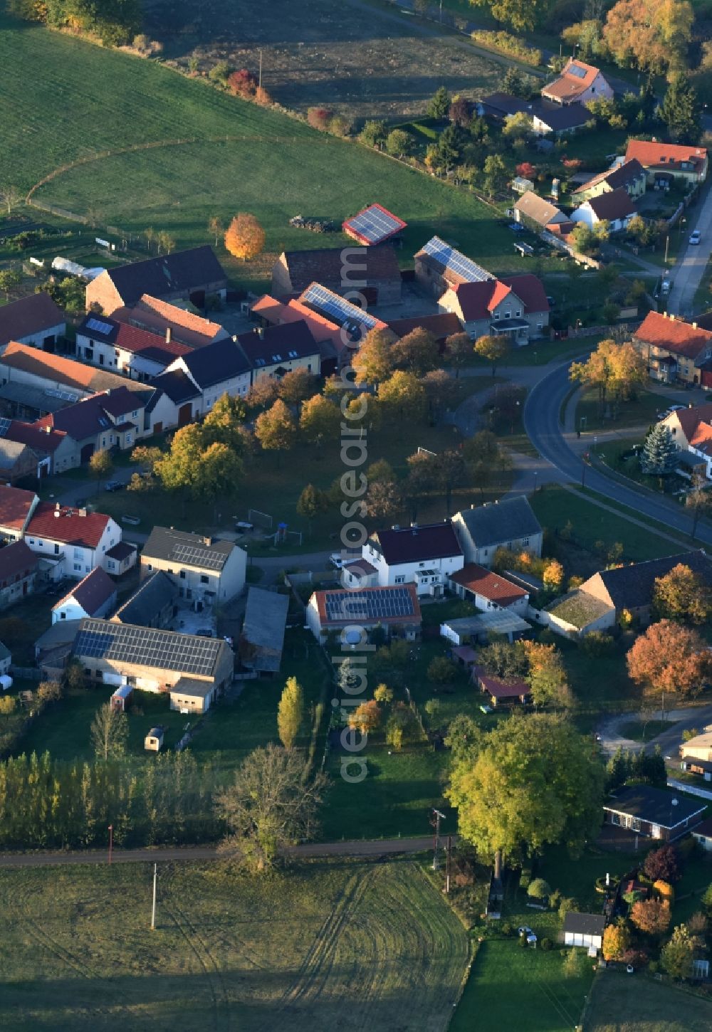 Ahrensdorf from the bird's eye view: Village view of Ahrensdorf in the state Brandenburg