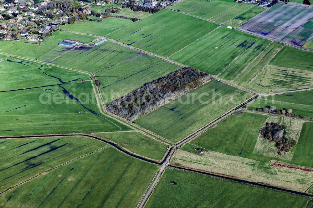 Sylt-Ost from above - Village view of Archsum in the state Schleswig-Holstein