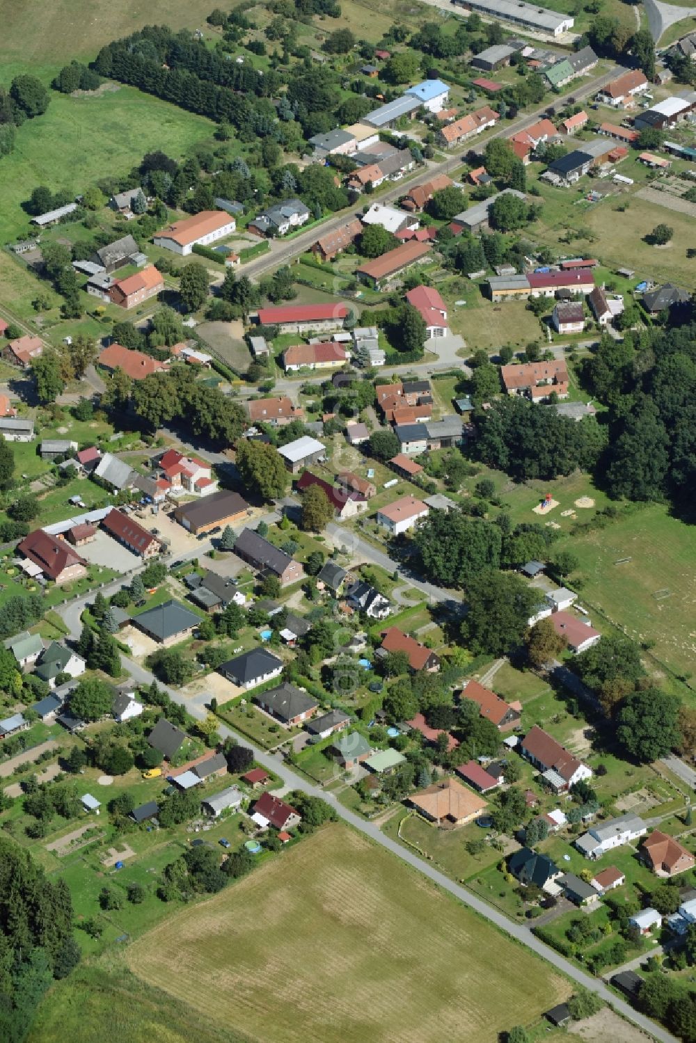 Banzin from above - Village view of Banzin in the state Mecklenburg - Western Pomerania