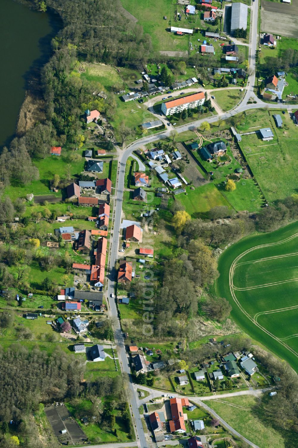 Aerial image Baumgarten - Village view on street Heidestrasse in Baumgarten in the state Brandenburg, Germany