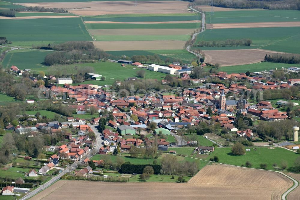 Berneville from the bird's eye view: Village view of Berneville in Nord-Pas-de-Calais Picardy, France