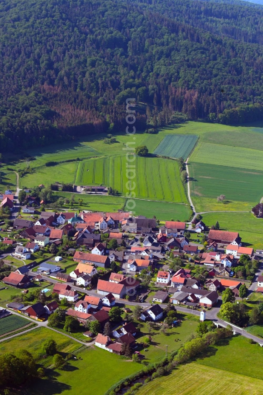 Bernshausen from above - Village view in Bernshausen in the state Hesse, Germany