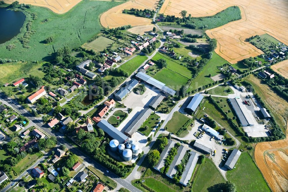 Bietikow from the bird's eye view: Village view in Bietikow in the state Brandenburg, Germany