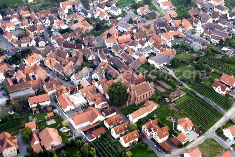 Birkweiler from the bird's eye view: Village view of Birkweiler in the state Rhineland-Palatinate