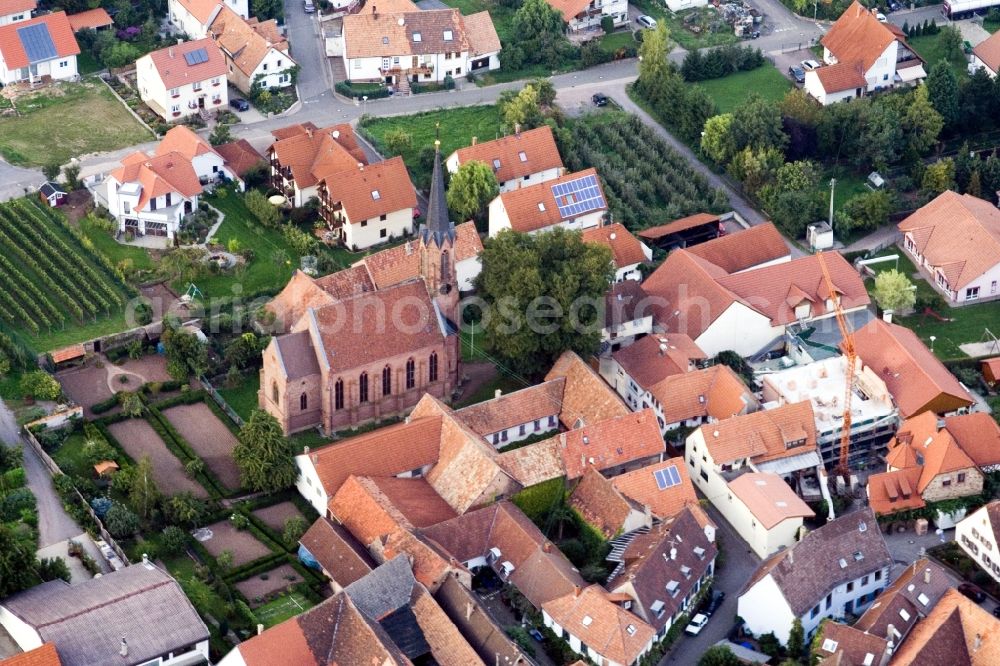 Birkweiler from above - Village view of Birkweiler in the state Rhineland-Palatinate