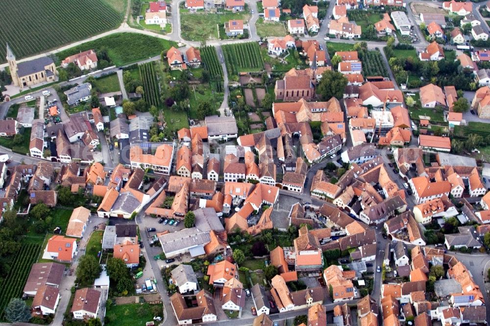 Birkweiler from the bird's eye view: Village view of Birkweiler in the state Rhineland-Palatinate