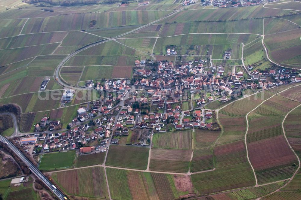 Aerial image Birkweiler - Village view of Birkweiler in the state Rhineland-Palatinate