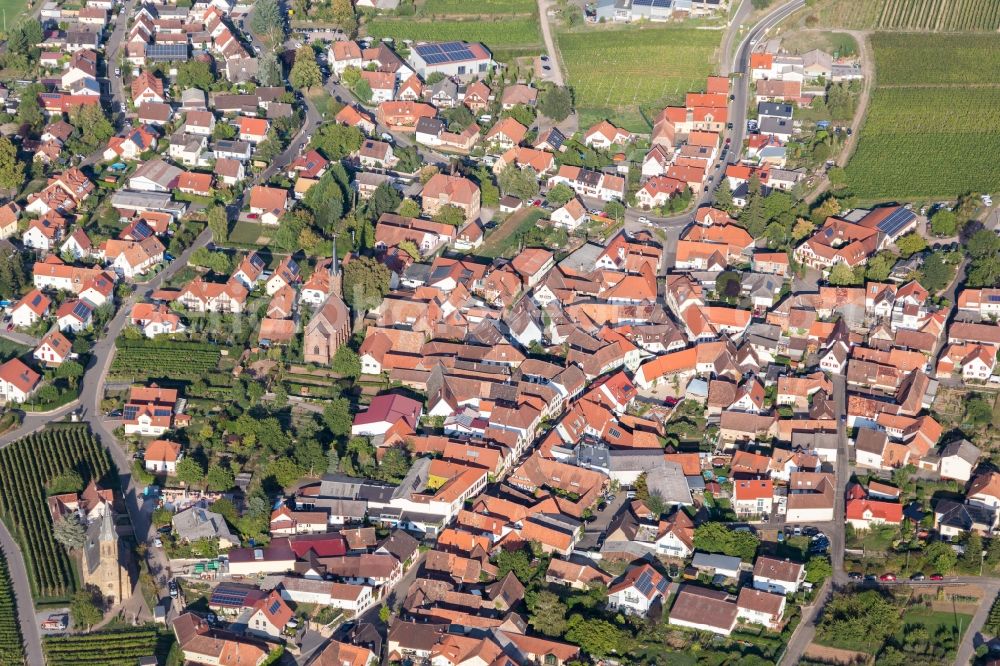 Aerial image Birkweiler - Village view in Birkweiler in the state Rhineland-Palatinate, Germany