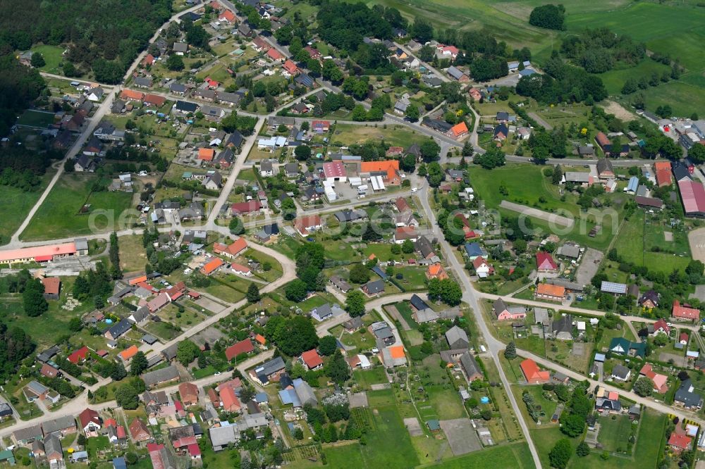 Blievenstorf from the bird's eye view: Village view in Blievenstorf in the state Mecklenburg - Western Pomerania, Germany