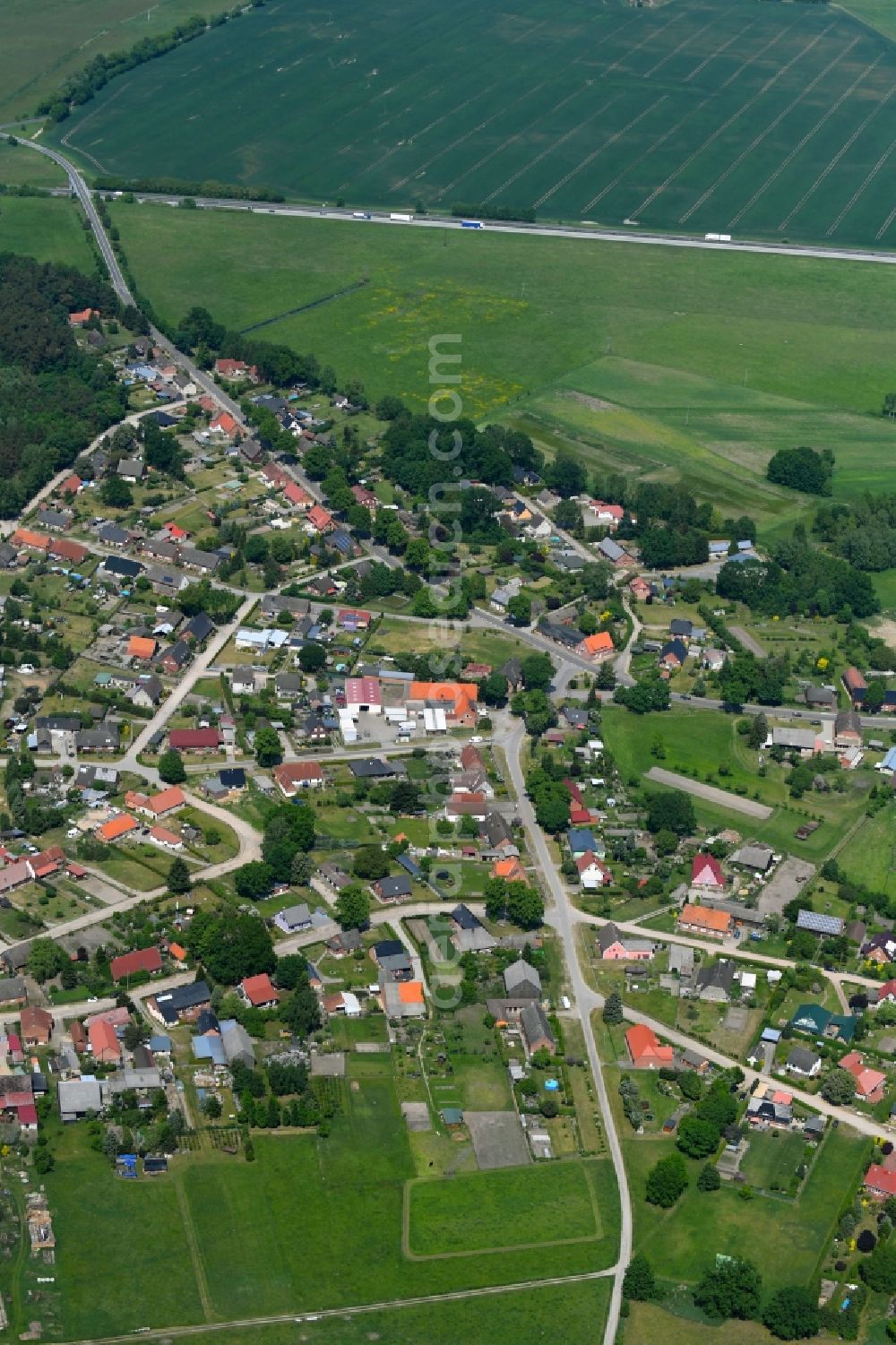 Aerial image Blievenstorf - Village view in Blievenstorf in the state Mecklenburg - Western Pomerania, Germany