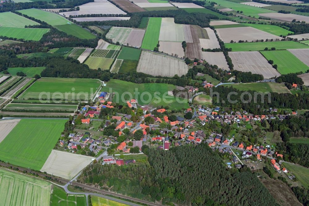 Bollensen from the bird's eye view: Village view in Bollensen in the state Lower Saxony, Germany