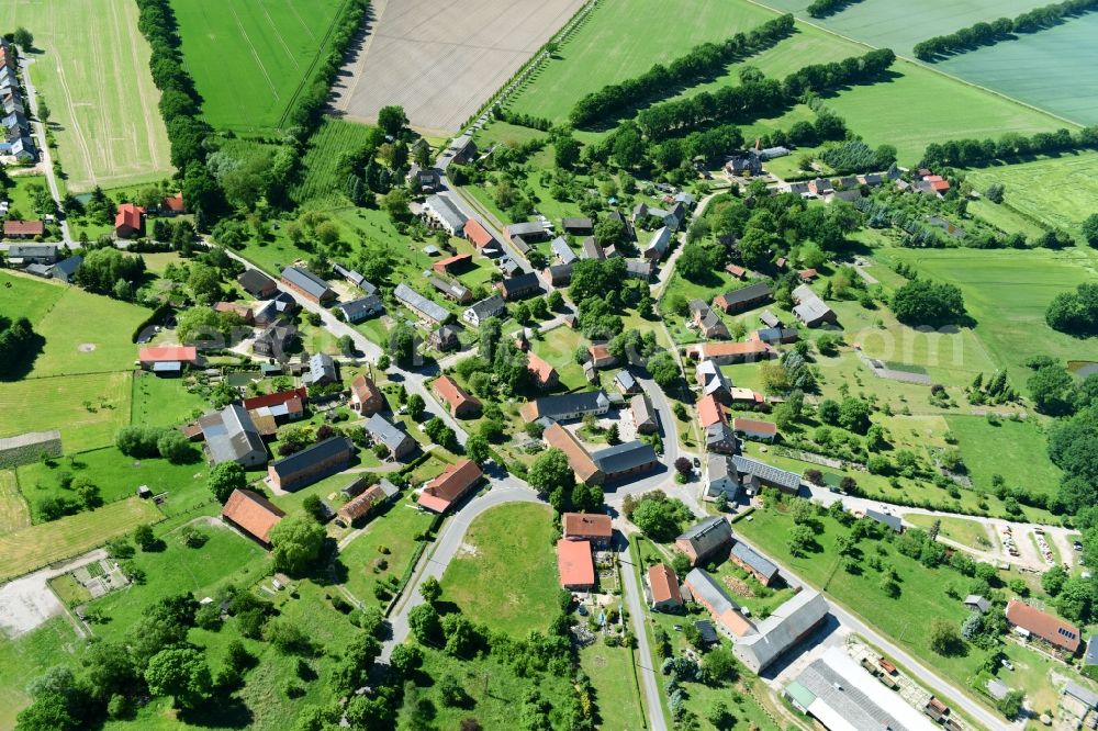 Brunow from the bird's eye view: Village view in Brunow in the state Mecklenburg - Western Pomerania, Germany