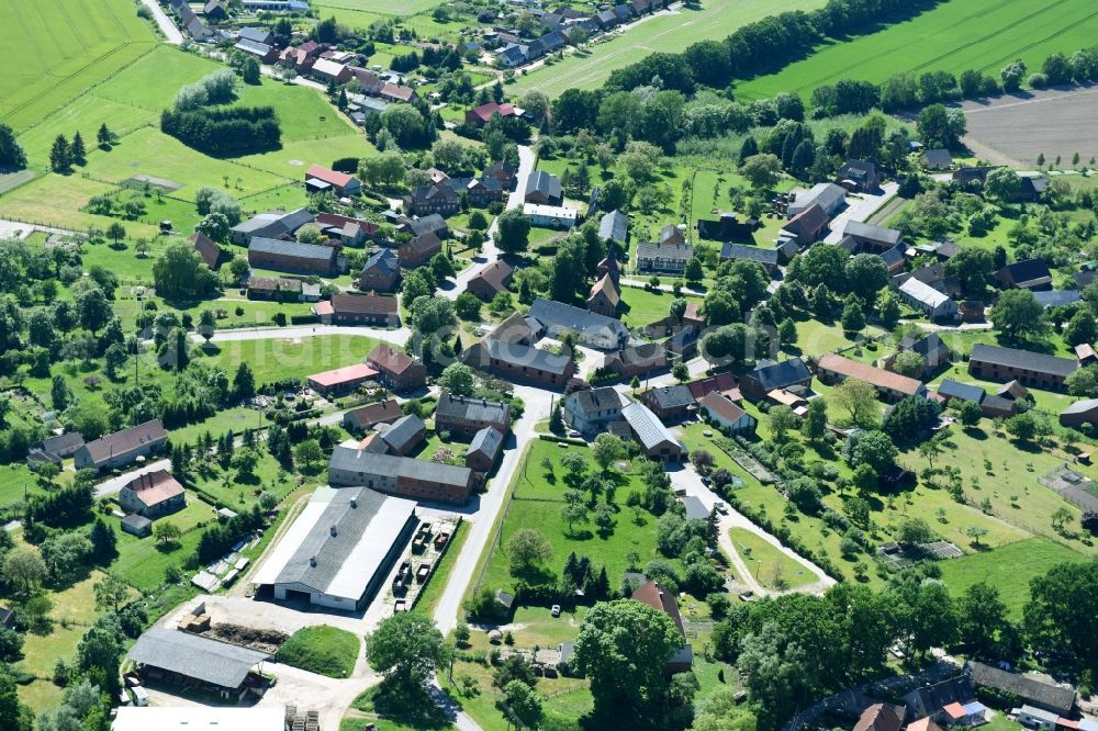 Brunow from above - Village view in Brunow in the state Mecklenburg - Western Pomerania, Germany