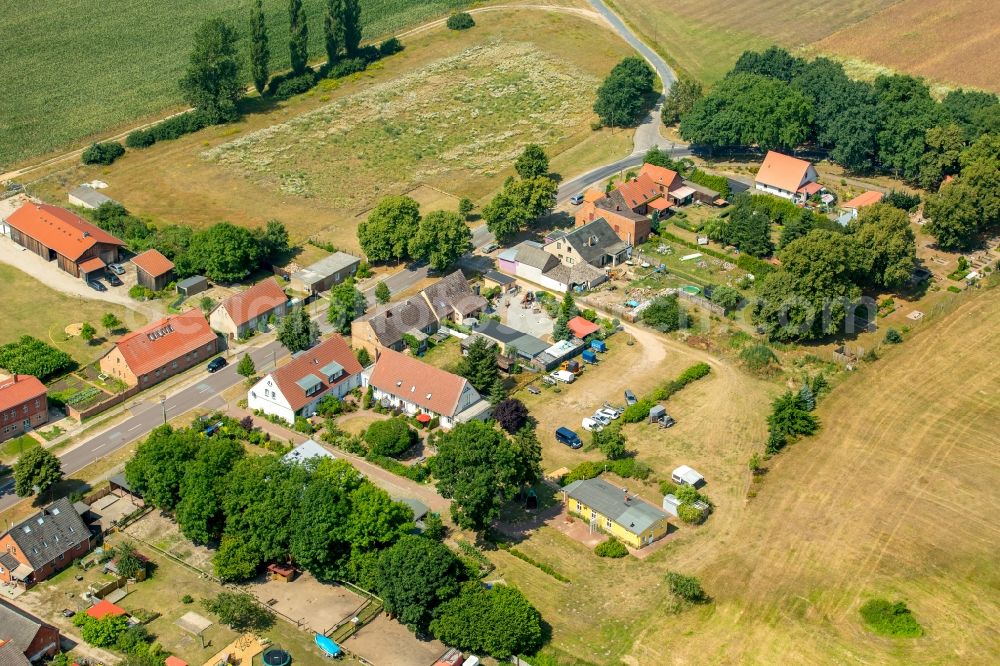 Buchholz from above - Village view in Buchholz in the state Mecklenburg - Western Pomerania, Germany