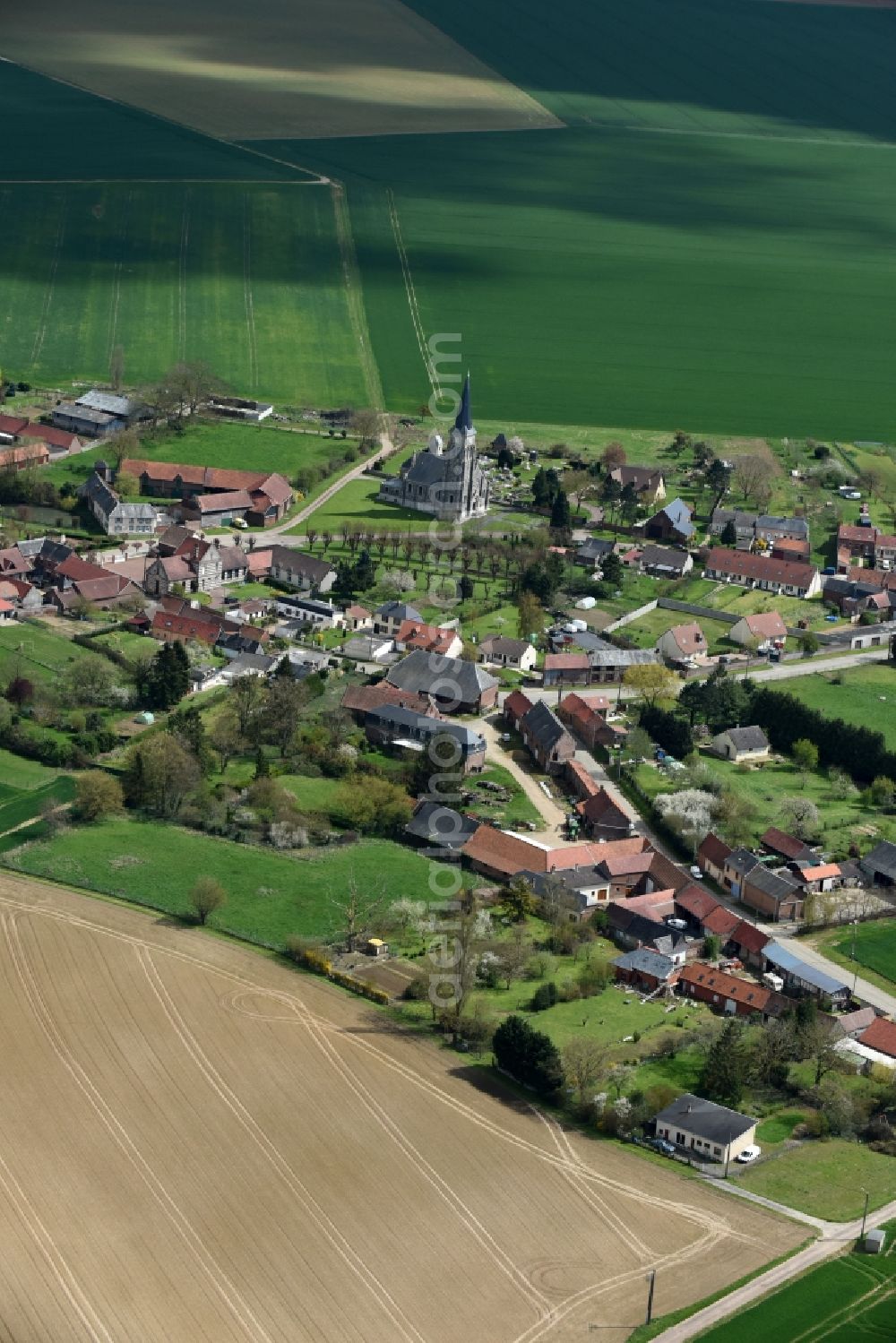 Coullemelle from above - Village view of Coullemelle in Nord-Pas-de-Calais Picardy, France