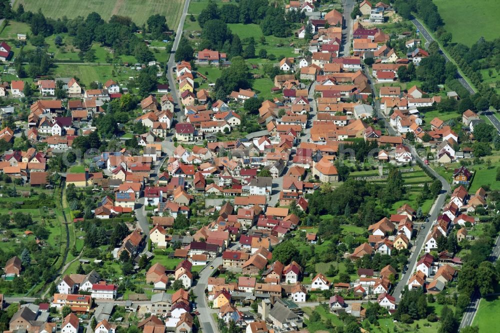 Creuzburg from above - Village view in Creuzburg in the state Thuringia, Germany