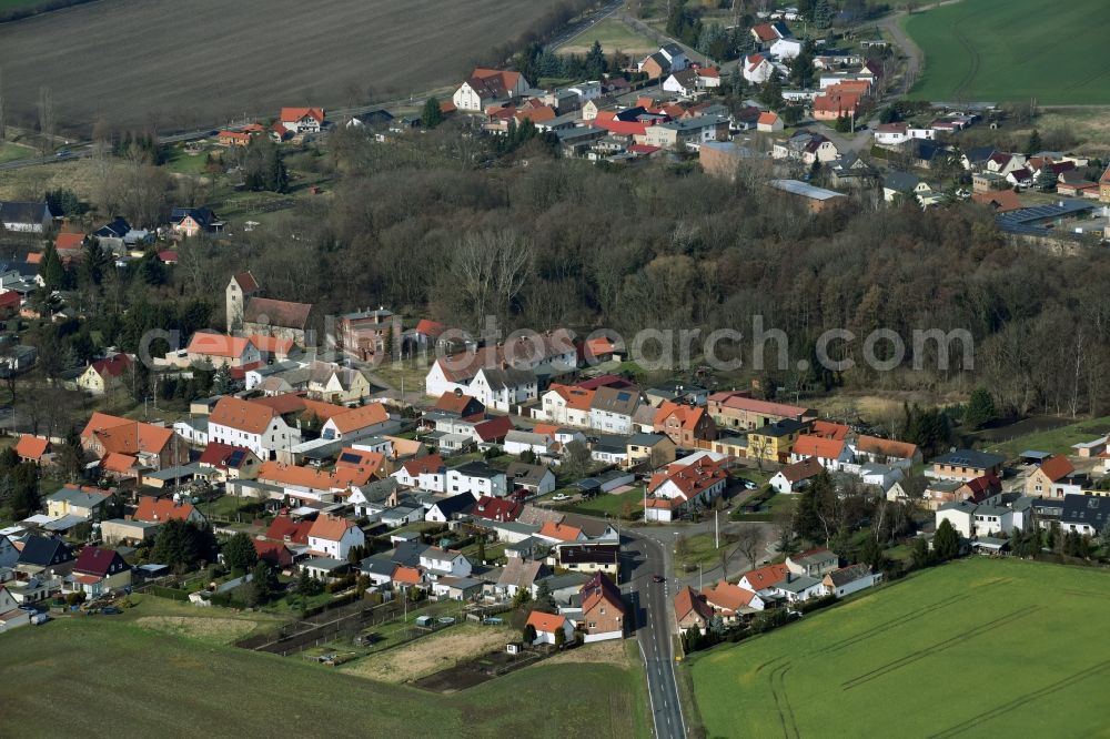 Cörmigk from the bird's eye view: Village view of Coermigk in the state Saxony-Anhalt