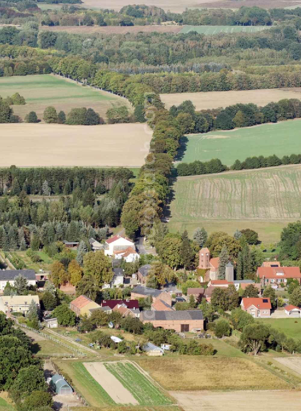 Danewitz from the bird's eye view: Village view of Danewitz in the state Brandenburg