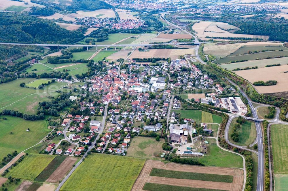 Distelhausen from above - Village view in Distelhausen in the state Baden-Wurttemberg, Germany