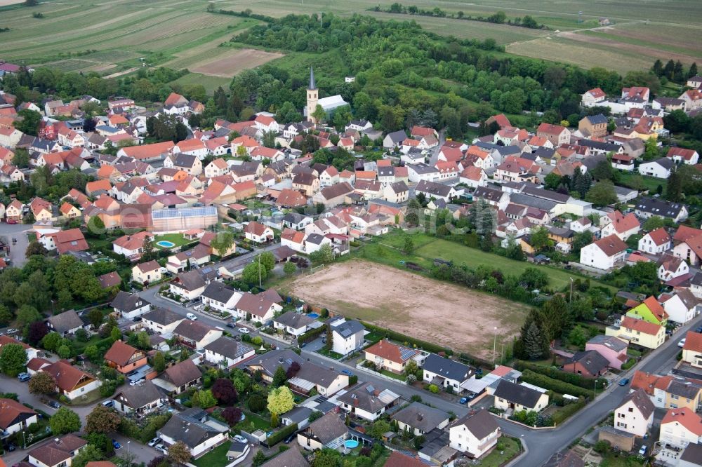 Dittelsheim-Heßloch from the bird's eye view: Village view in Dittelsheim-Hessloch in the state Rhineland-Palatinate