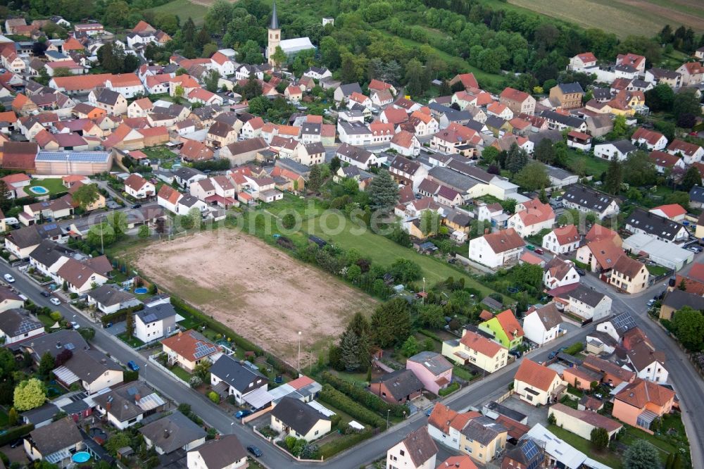 Aerial image Dittelsheim-Heßloch - Village view in Dittelsheim-Hessloch in the state Rhineland-Palatinate