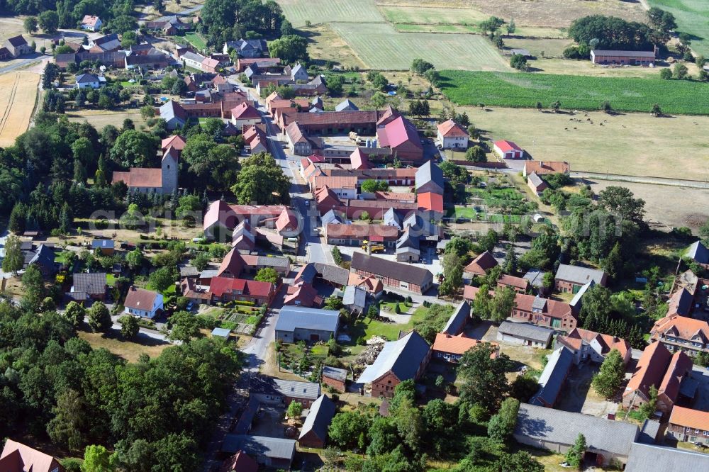 Dobberkau from the bird's eye view: Village view in Dobberkau in the state Saxony-Anhalt, Germany