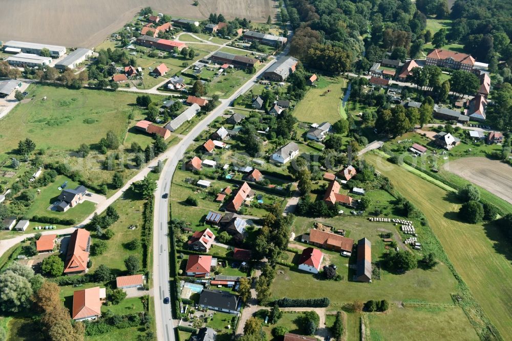 Dreilützow from above - Village view of Dreiluetzow in the state Mecklenburg - Western Pomerania