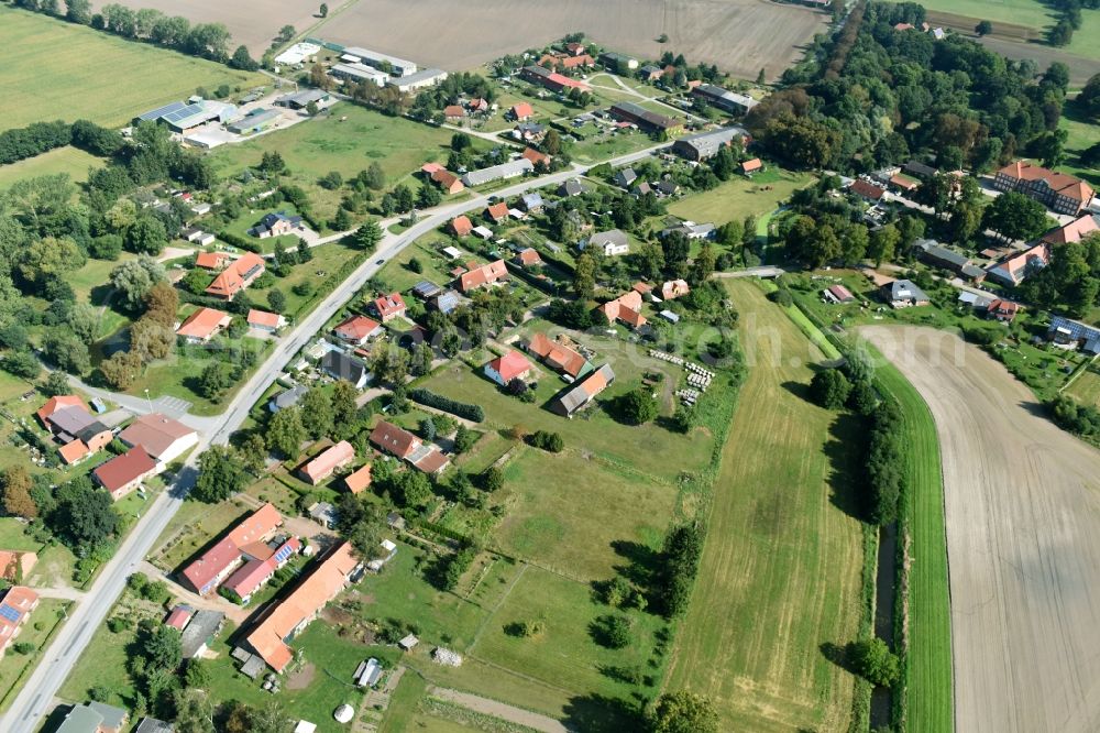 Dreilützow from the bird's eye view: Village view of Dreiluetzow in the state Mecklenburg - Western Pomerania