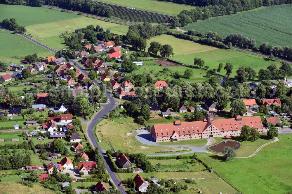 Düssin from above - Village view in Duessin in the state Mecklenburg - Western Pomerania, Germany