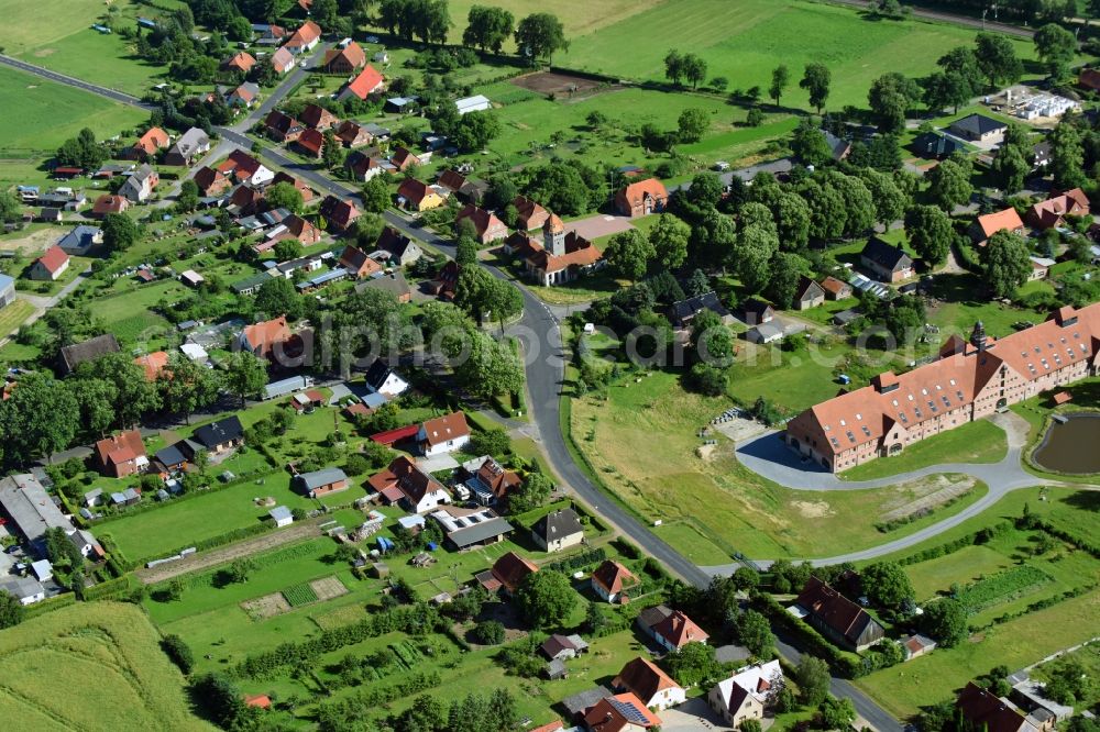 Düssin from above - Village view in Duessin in the state Mecklenburg - Western Pomerania, Germany