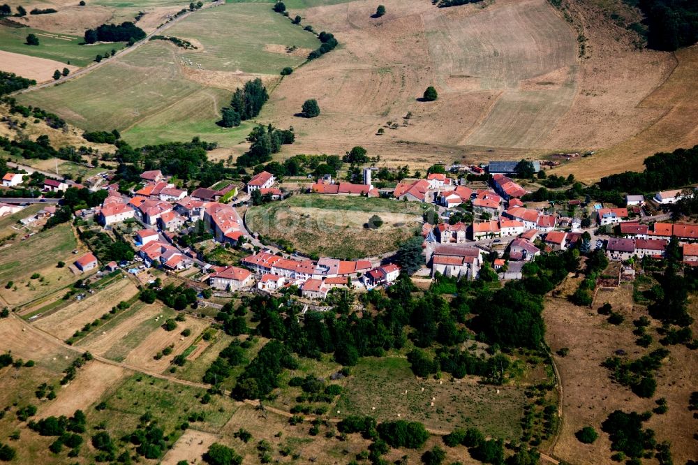 Amance from above - Village - view on a hill on the edge of agricultural fields and farmland in Amance in Grand Est, France