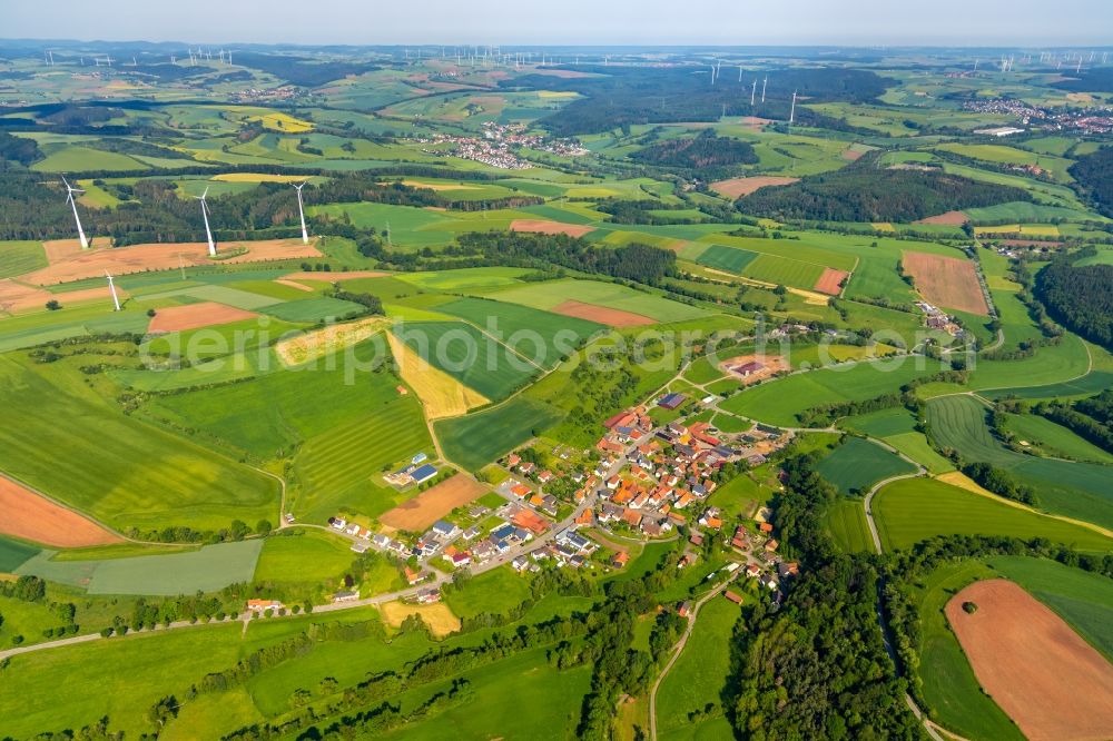 Aerial image Elleringhausen - Village view in Elleringhausen in the state Hesse, Germany