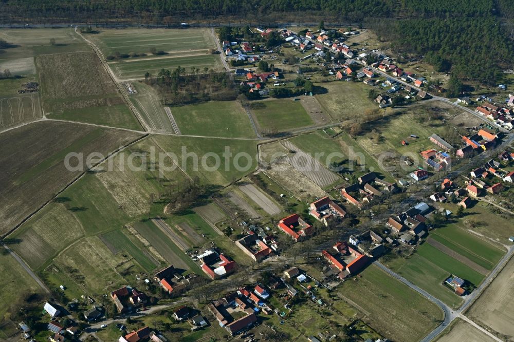 Elsholz from the bird's eye view: Village view in Elsholz in the state Brandenburg, Germany