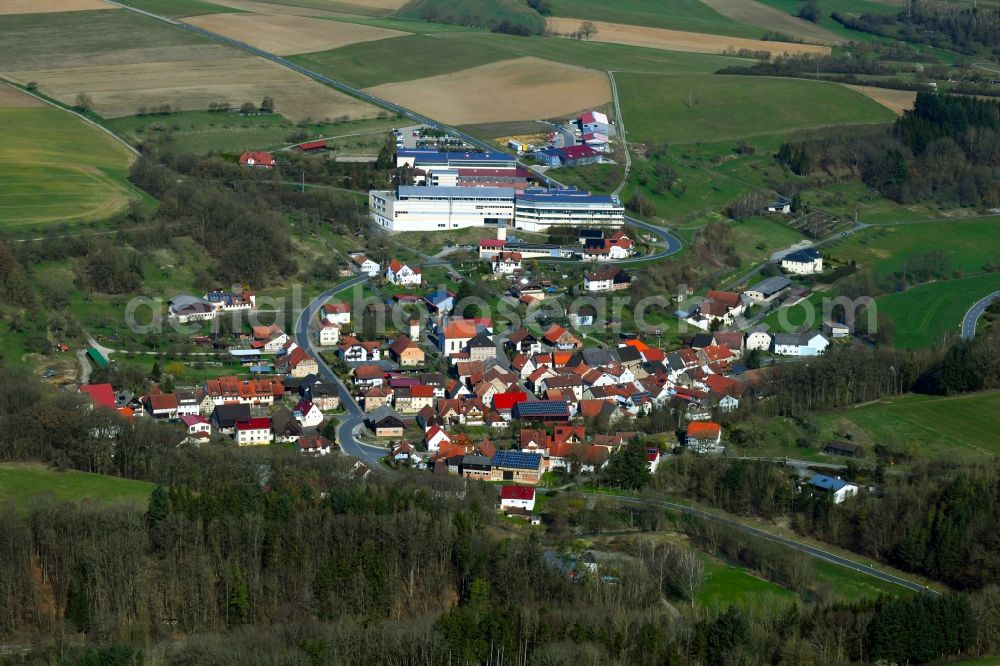 Erlenbach from above - Village view in Erlenbach in the state Baden-Wurttemberg, Germany