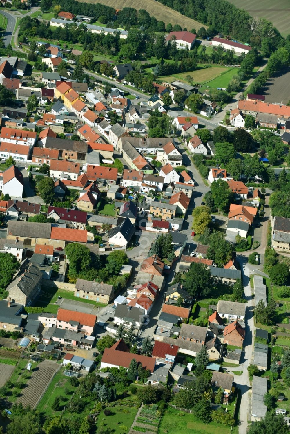 Etgersleben from the bird's eye view: Village view in Etgersleben in the state Saxony-Anhalt, Germany