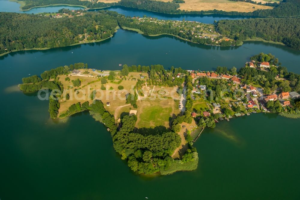 Aerial image Feldberger Seenlandschaft - Village view of Feldberg in the region of Feldberger Seenlandschaft on the shores of Lake Haussee in the state of Mecklenburg - Western Pomerania