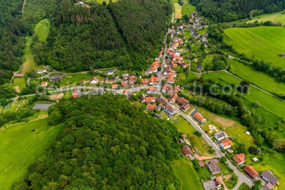 Frebershausen from the bird's eye view: Village view in Frebershausen in the state Hesse, Germany