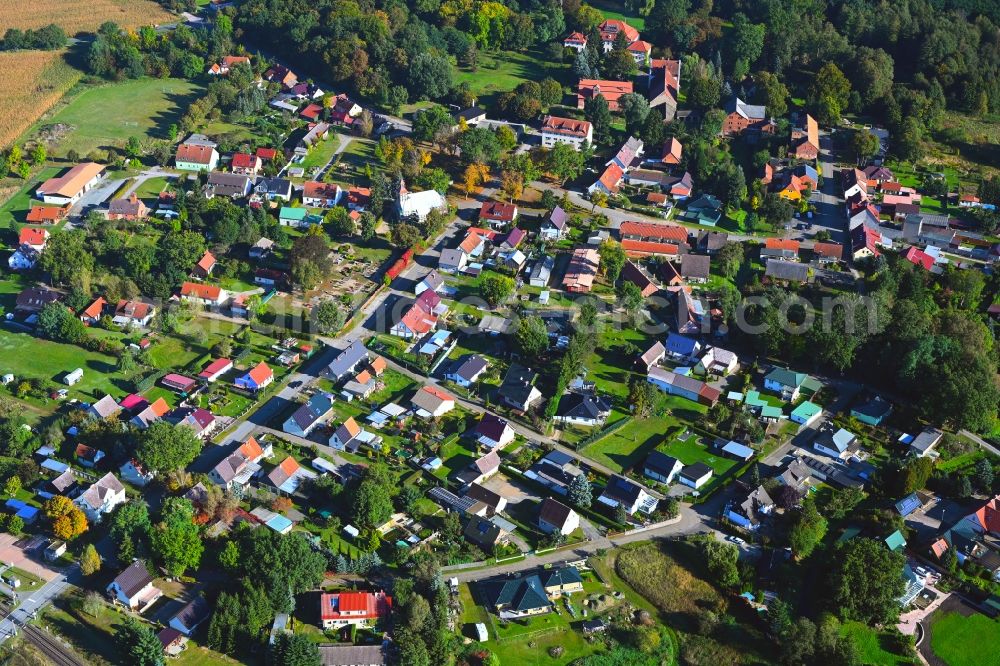 Fretzdorf from the bird's eye view: Village view in Fretzdorf in the state Brandenburg, Germany