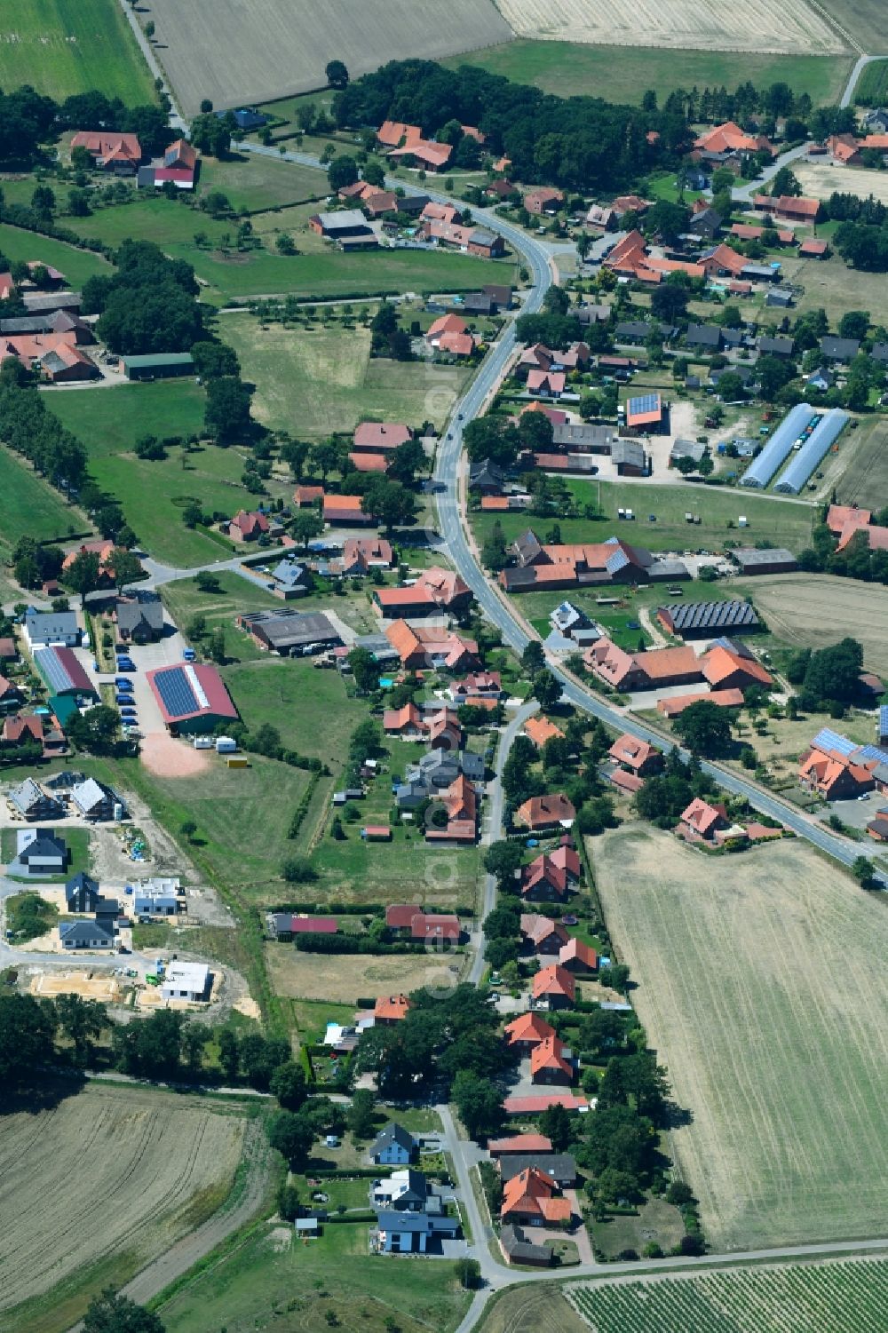 Gadesbünden from above - Village view in Gadesbuenden in the state Lower Saxony, Germany