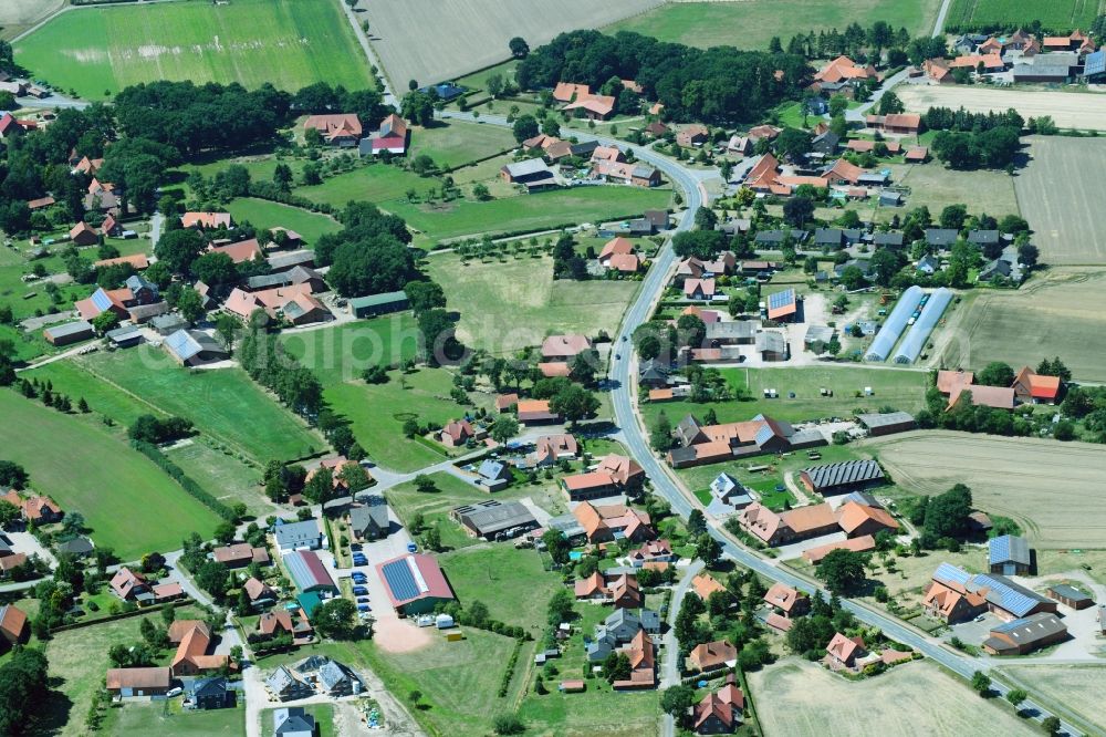 Gadesbünden from the bird's eye view: Village view in Gadesbuenden in the state Lower Saxony, Germany