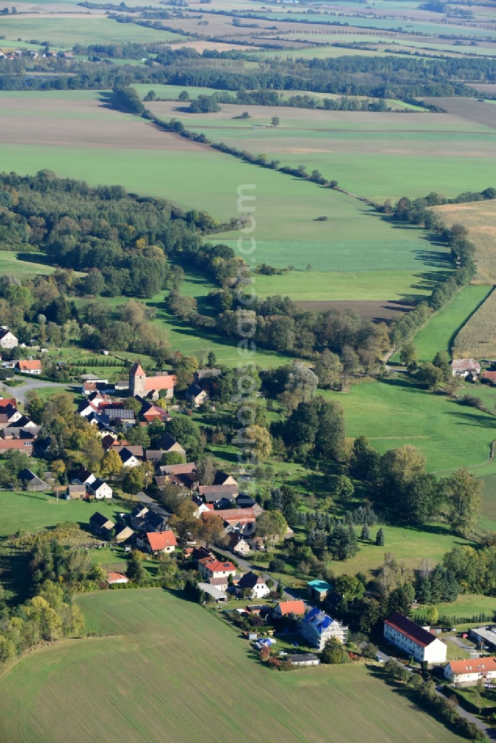 Garzau-Garzin from above - Village view in Garzau-Garzin in the state Brandenburg, Germany