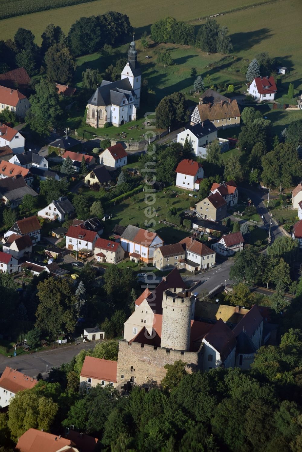 Aerial image Gnandstein - Village view of Gnandstein in the state Saxony