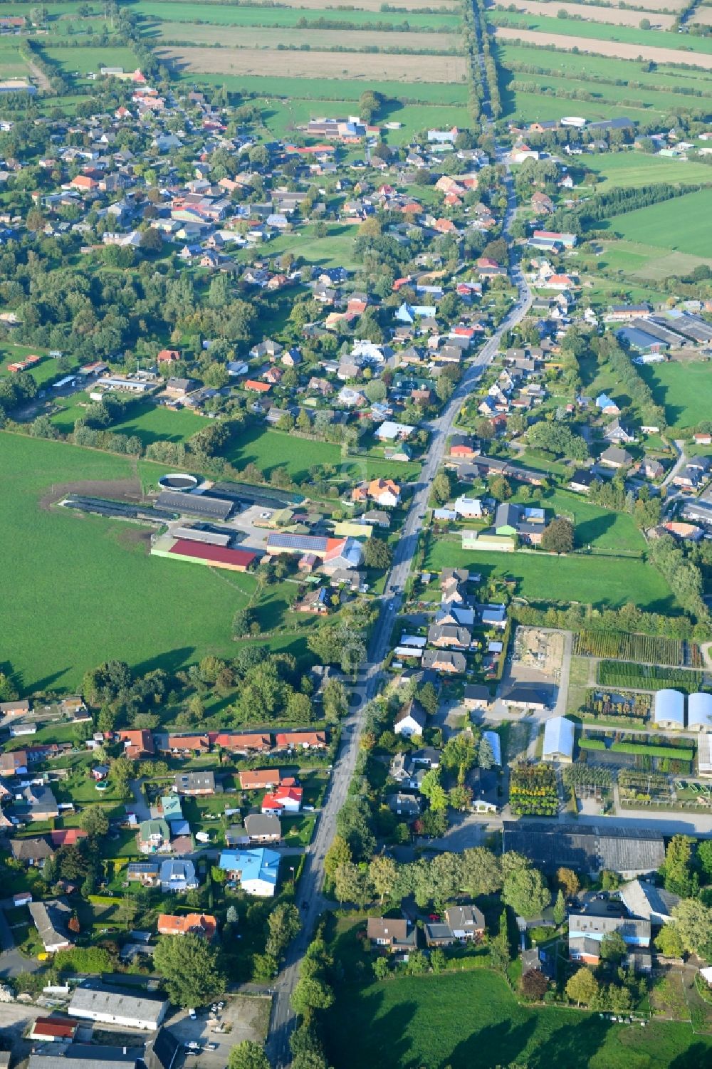 Gnutz from above - Village view in Gnutz in the state Schleswig-Holstein, Germany