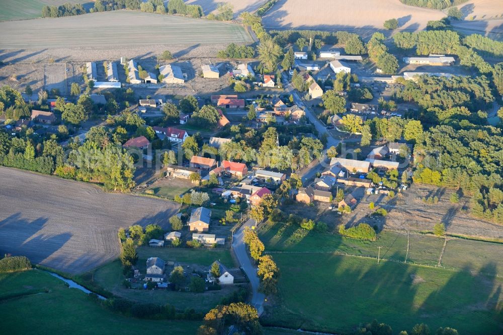 Gorlosen from the bird's eye view: Village view in Gorlosen in the state Mecklenburg - Western Pomerania, Germany