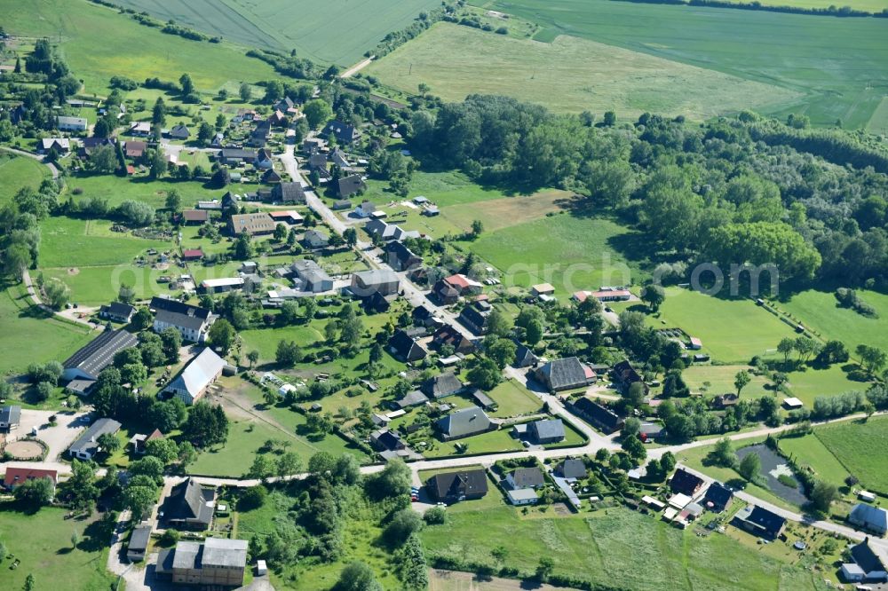 Gostorf from the bird's eye view: Village view in Gostorf in the state Mecklenburg - Western Pomerania, Germany