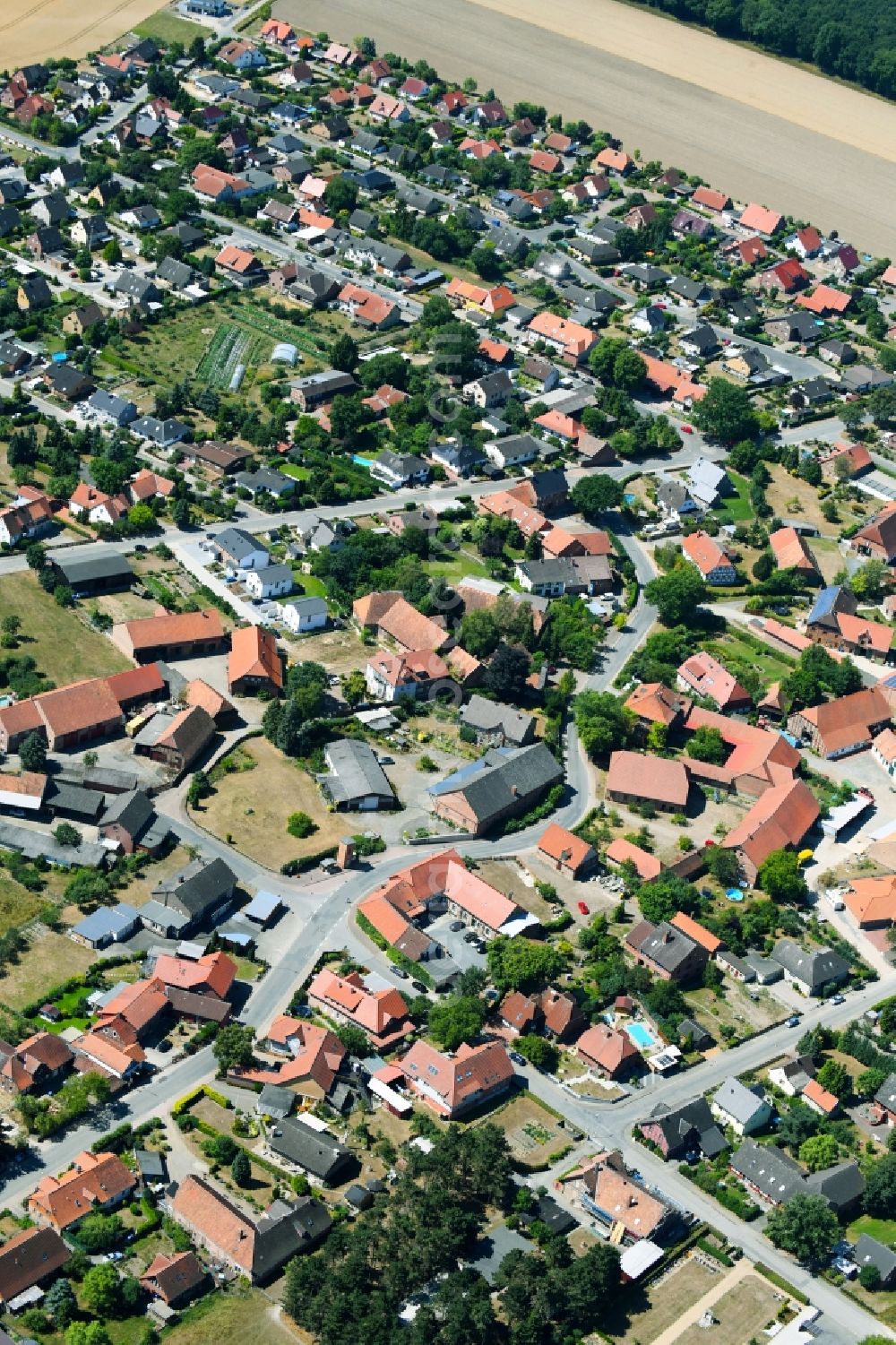 Grassel from above - Village view in Grassel in the state Lower Saxony, Germany