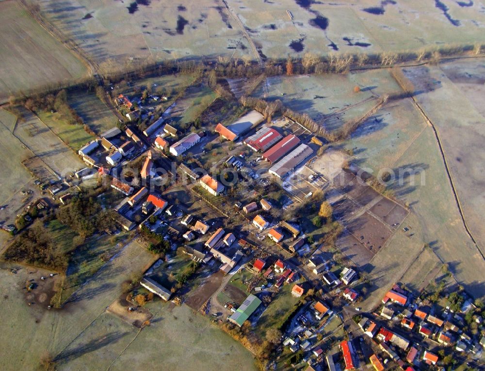 Gröben from above - Village view of Groeben in the state Brandenburg, Germany