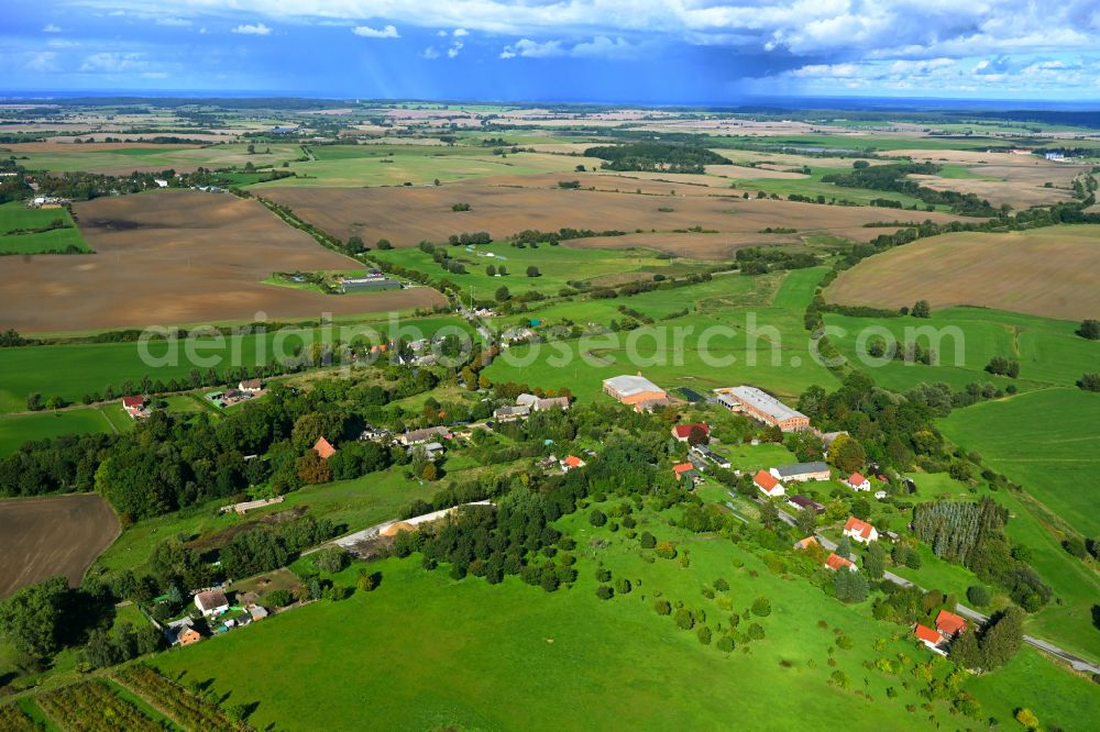 Groß Daberkow from the bird's eye view: Village view on street Jaegerberg in Gross Daberkow in the state Mecklenburg - Western Pomerania, Germany