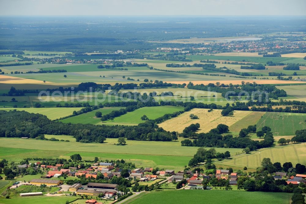 Gross Gottschow from the bird's eye view: Village view in Gross Gottschow in the state Brandenburg, Germany