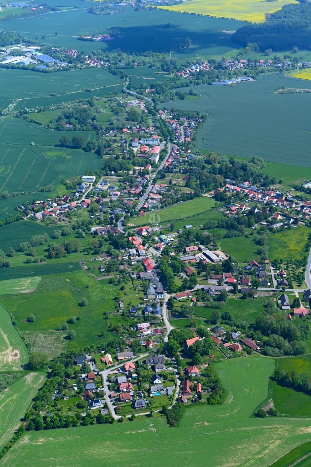 Aerial photograph Groß-Wokern - Village view on L11 in Gross-Wokern in the state Mecklenburg - Western Pomerania, Germany